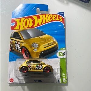 Gold Hot Wheels Die-Cast Car with Racing Graphics
